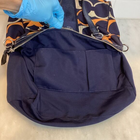 Coach Signature Nylon Linear Stripe Convertible Shoulder Bag - Picture 13 of 16